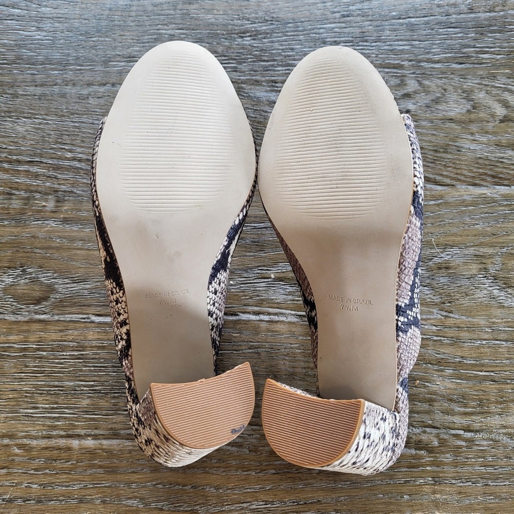 Steve Madden SLES01S1 Snakeskin Print Block Heel Mules Neutral Tan Size 7.5M - Picture 5 of 7